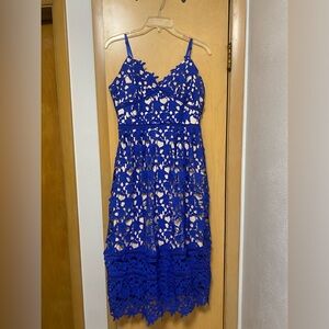 AlvaQ Womens V Neck Spaghetti Strap Lace Dress